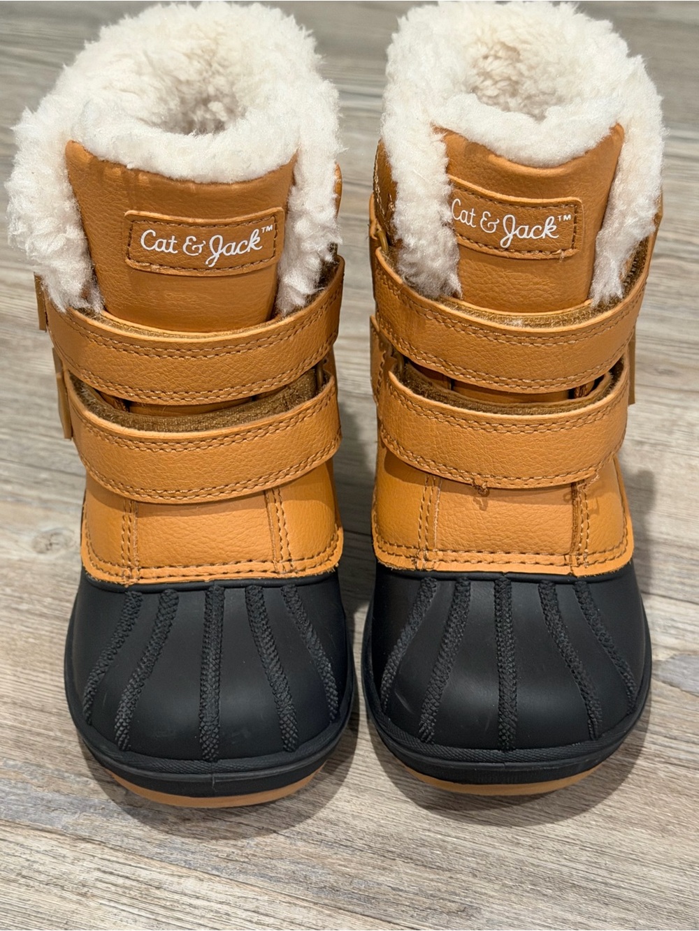 NWOT Cat & Jack Kids Tan and Black Faux-Fur Winter Boots
